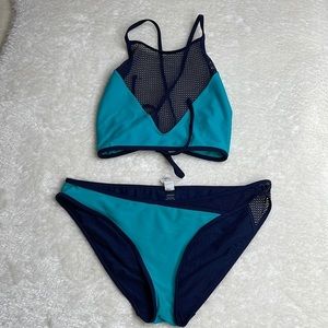 Aerie Swim Bikini with Mesh Detail on Top and Bottom Size Large